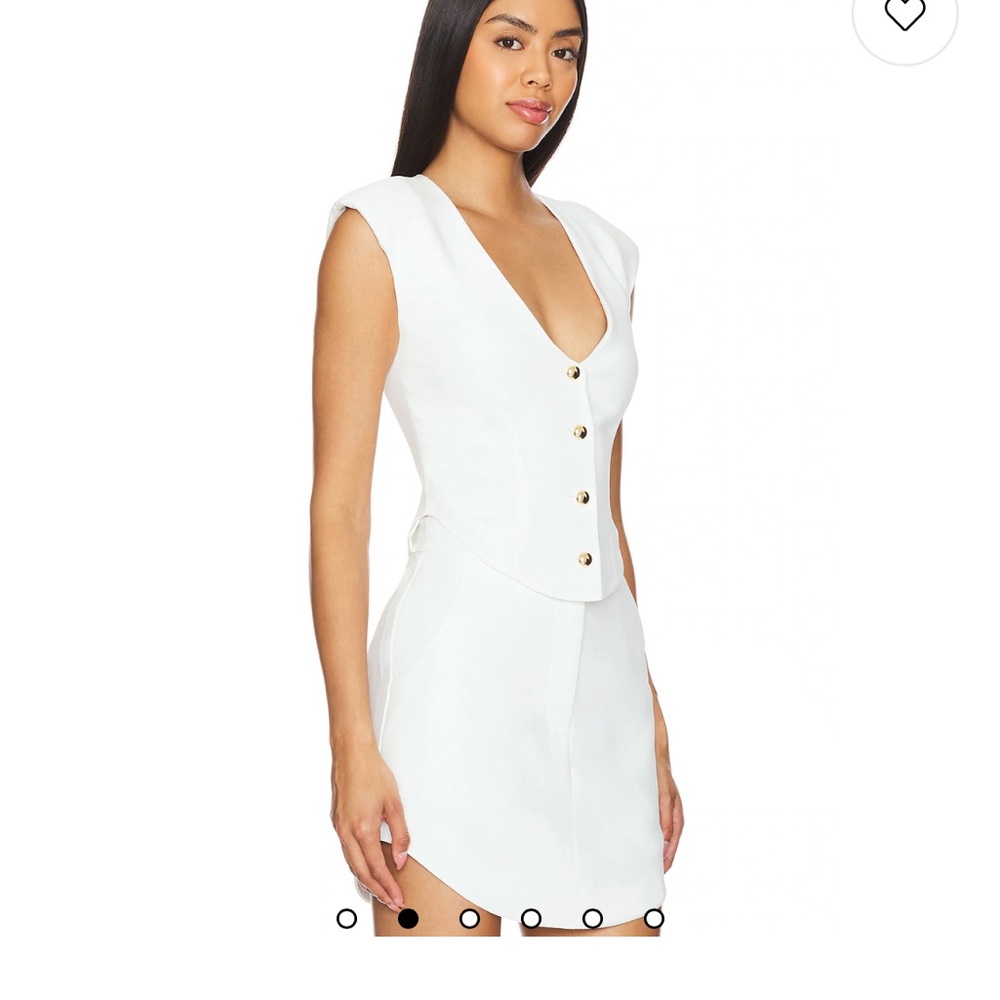 Amanda Uprichard Small Elegant White Perrin Gold Button Down Vest